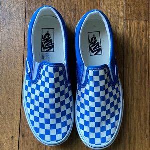 Vans. Blue checkered slip on. Brand new. Never worn.